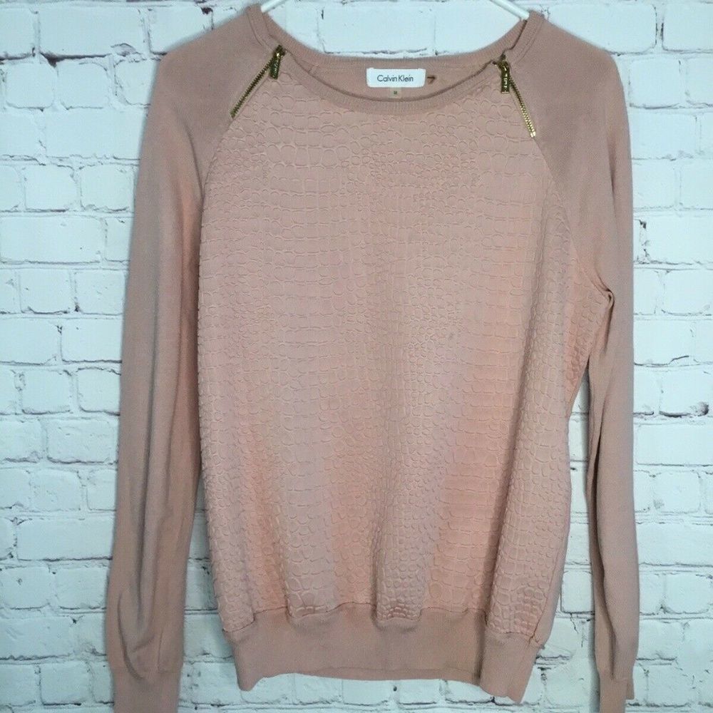 Calvin Klein Women's Pale Pink‎ Long Sleeve Knit Sweater Size M